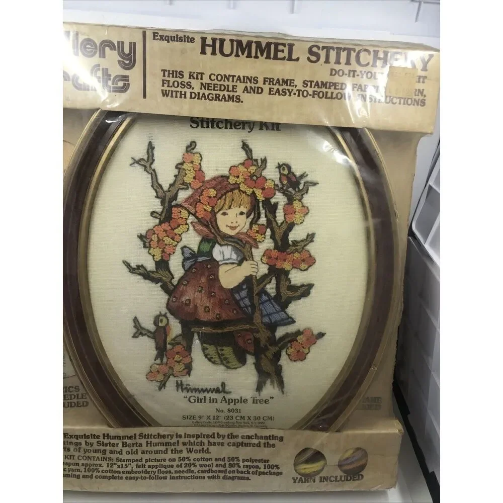 *Hummel Stitchery Kit 9”x12” Girl In Apple Tree Unopened #8031 Frame . Vintage